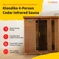 Klondike 4-Person Cedar Infrared Sauna with 9 Carbon Heaters