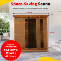 Klondike 4-Person Cedar Infrared Sauna with 9 Carbon Heaters