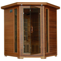 Whistler 4-Person Cedar Corner Infrared Sauna with 10 Carbon Heaters