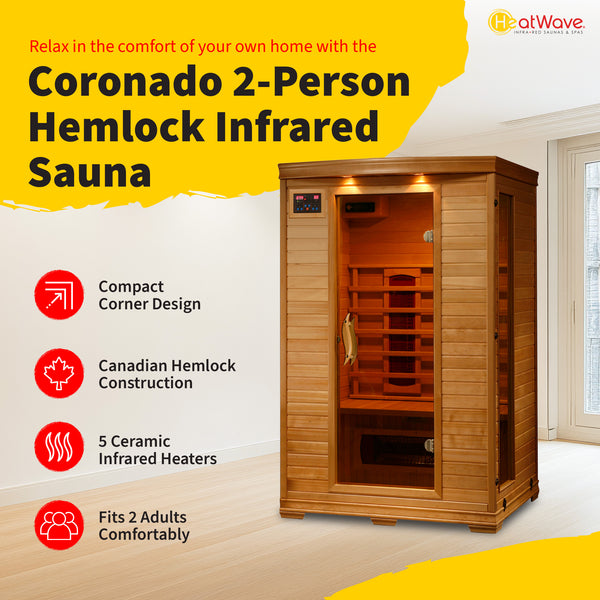 Coronado 2 Person Hemlock Infrared Sauna with 5 Ceramic Heaters