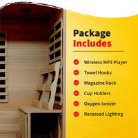 Monticello 4-Person Hemlock Infrared Sauna with 9 Carbon Heaters