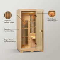 Far Infrared Wooden Sauna Room Home Sauna Spa for 1 Person1140W — Lifestyle