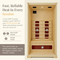 Buena Vista 1-2 Person Hemlock Infrared Sauna with 3 Ceramic Heaters