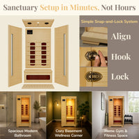Buena Vista 1-2 Person Hemlock Infrared Sauna with 3 Ceramic Heaters