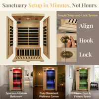 Coronado 2 Person Hemlock Deluxe Infrared Sauna with 6 Carbon Heaters
