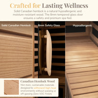 Coronado 2 Person Hemlock Deluxe Infrared Sauna with 6 Carbon Heaters