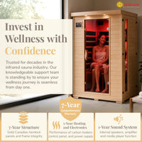 Coronado 2 Person Hemlock Deluxe Infrared Sauna with 6 Carbon Heaters
