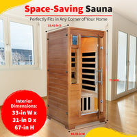 Majestic 1-2 Person Hemlock Infrared Sauna with 5 Carbon Heaters