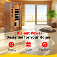 Majestic 1-2 Person Hemlock Infrared Sauna with 5 Carbon Heaters