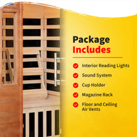 Majestic 2-Person Hemlock Premium Infrared Sauna with 6 Carbon Heaters