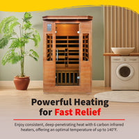 Majestic 2-Person Hemlock Premium Infrared Sauna with 6 Carbon Heaters