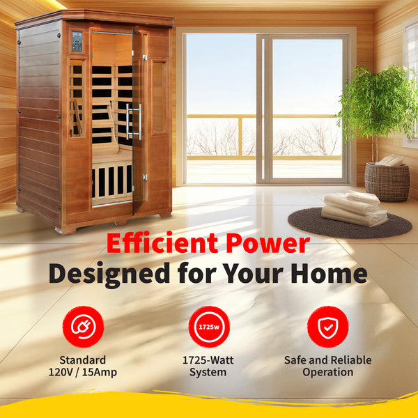 Majestic 2-Person Hemlock Premium Infrared Sauna with 6 Carbon Heaters